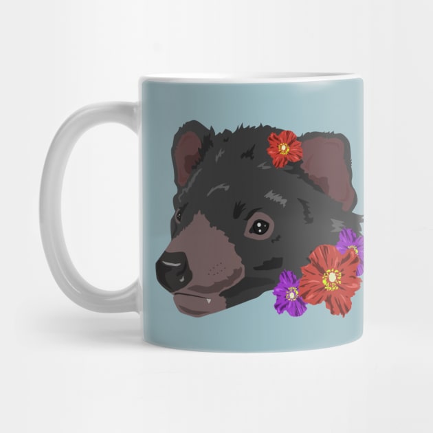 Tasmanian Devil with Flowers by TaliDe